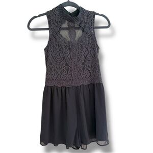 Elegant Dark Gray Lace Romper